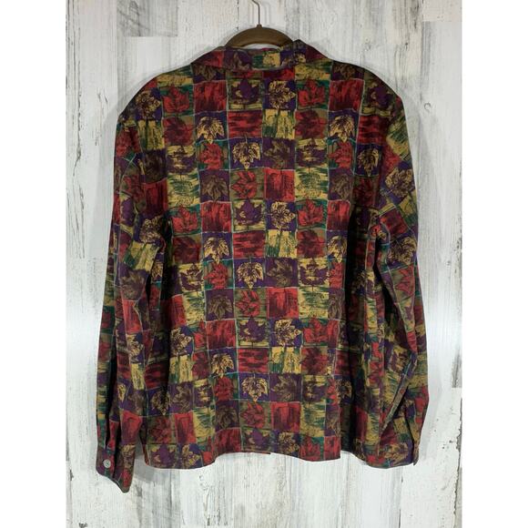 Impressions of California Button Up Blouse Size XL Autumn Leaves Thanksgiving - Picture 2 of 7